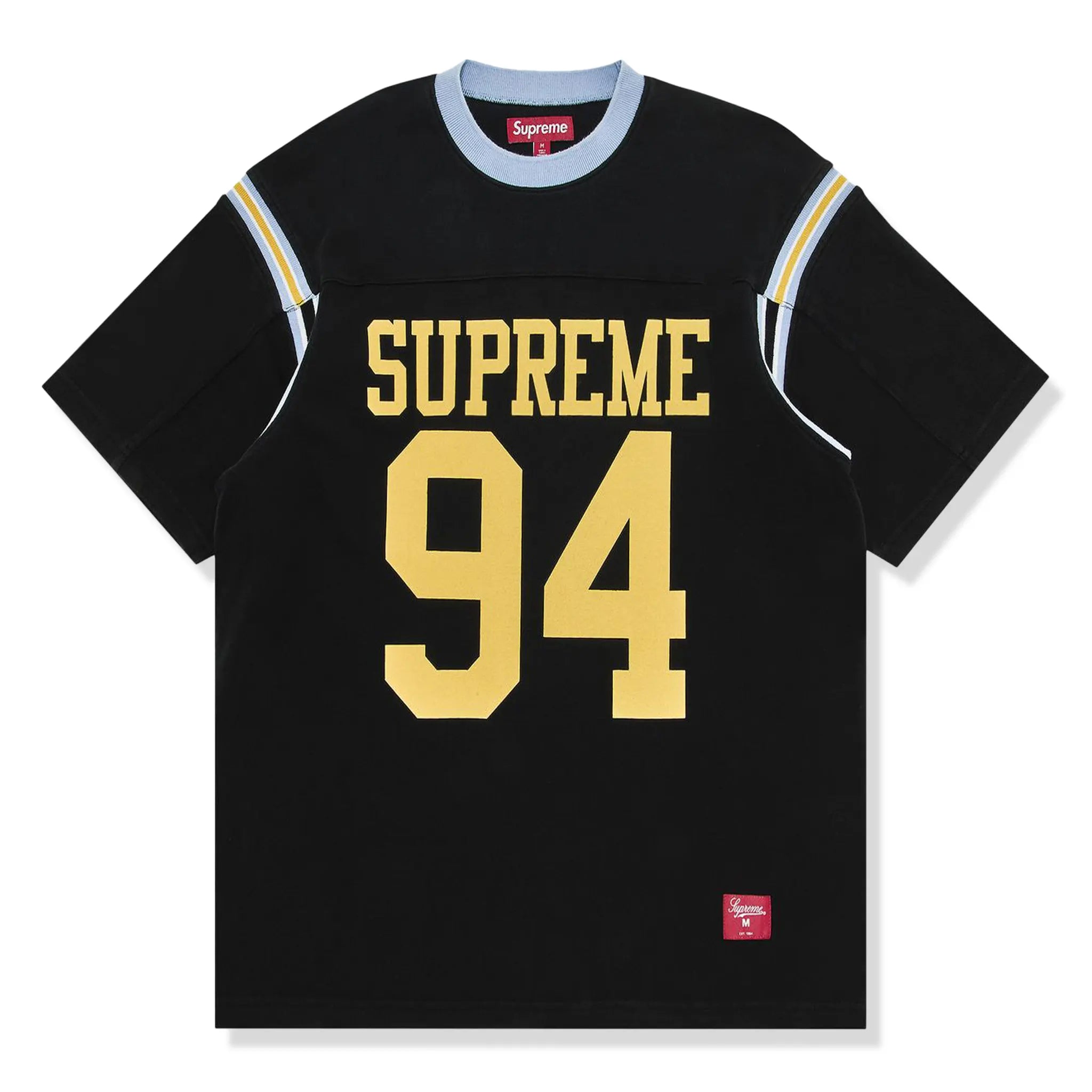 Front View of Supreme Split S/S Black Football Jersey SS25KN46 BLACK